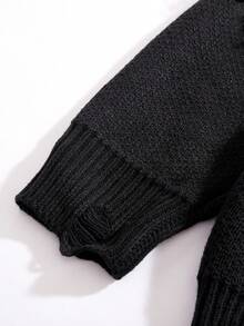 StoneGrade Jersey de cuello redondo de unicolor de manga larga informal para hombre, para otoño e invierno - Negro - Ver 7