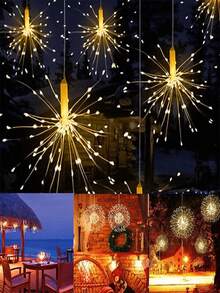 5Pcs/4Pcs/1Pc Suspended Solar Garden Fireworks Light, 8-Mode, LED Outdoor Decorative Light, Warm White Light, Suitable For Courtyard, Eaves, Halloween, Christmas Party Decoration - Warm white light - View 9