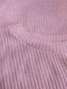 Franclia 优雅圆领针织T恤，简约时尚针织上衣，秋冬 - 粉色 - 查看 3