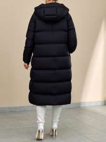 EURMUSE Solid Color, Drawstring Hooded, Winter Coats Hiking Black Casual - Black - View 2