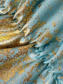 Swim Vcay 2026 Spring/Summer Blue & Gold Metallic Spaghetti Strap Backless Side High Cut 2pcs Bikini Set Turquoise Bikini Aqua Bikini - Blue - View 7