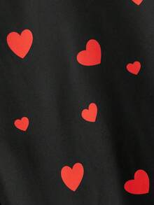 HIMLAND Men's Contrast Color Heart Print Long Sleeve Shirt Couple Matching Shirts For Couples Valentines Day Attire Black Shirt Red Hearts Husband And Wife Matching Outfits Men And Woman Matching Outfits - Black - View 5