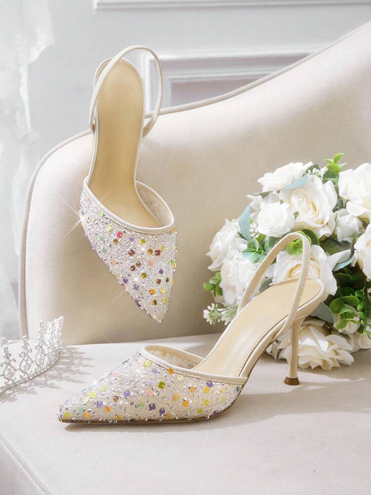 CUCCOO HITCHD Black Rhinestone Pointed Toe High Heel Women's Pumps