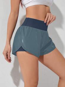 Powerista Women's Solid Color Athletic Shorts Blue Shorts Sweater Shorts - Baby Blue - View 8