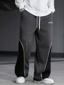 Manfinity EMRG 男士休闲运动裤，侧边条纹拼接设计，街头风日常穿着 - 彩色 - 查看 1