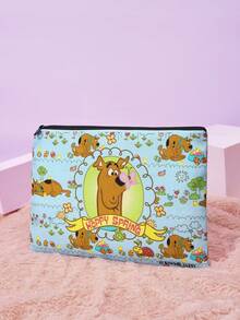 SCOOBY-DOO X SHEIN 1pc Cute Blue Dog & Letter Pattern Zipper Package Storage - Multicolor - View 3
