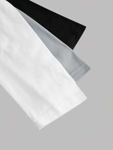 SHEIN Girlism 3pcs/Set Teen Girl Solid Color Crew Neck Ruched Long Sleeve T-Shirts - Blue - View 4