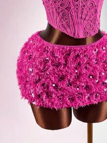 Amplova 2 pezzi Set di top corti aderenti da donna con spalline larghe e senza maniche, di colore unito - Fucsia - Visualizzare 6