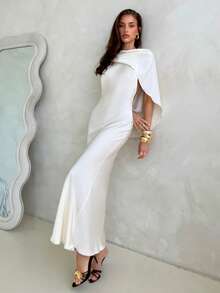 Aloruh Women's Sleeveless Waist Cinched Backless Dress, Elegant & Fashionable - Apricot - View 6