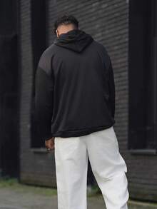 Heavens Edit 男士字母图案落肩连帽衫，秋季款 - 黑色 - 查看 6