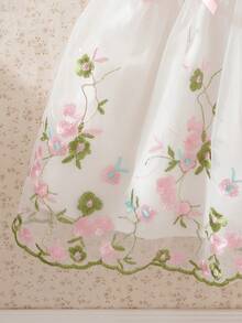 Souflis Souflis 法式复古新款女婴甜美荷叶边无袖刺绣网纱公主裙，适合节日、度假、派对等场合，春夏款 - 彩色 - 查看 7