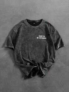 PAVTROS Kaos Lengan Pendek Kasual Pria dengan Cetakan Huruf dan Gaya Era 2000-an untuk Musim Panas - Hitam - View 4