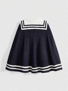 Kawaii Áo khoác cardigan dệt kim dáng chữ A ngắn rộng rãi dễ thương, phong cách xanh navy - Màu xám đen - Xem 2