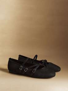 Rosivie Women's Fashionable Versatile Commuting Minimalist Buckle Flats For Christmas - Black - View 5