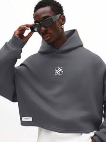 SUMWON Sudadera con capucha oversize de caída de hombros para hombre regular con capucha con cordón y bolsillo central para un estilo casual de calle - Gris - Ver 4