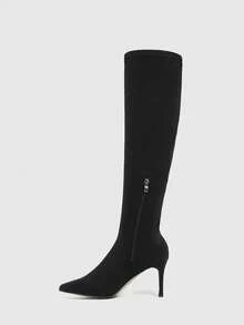 CUCCOO SZL 女士黑色弹力过膝靴 - 黑色 - 查看 9
