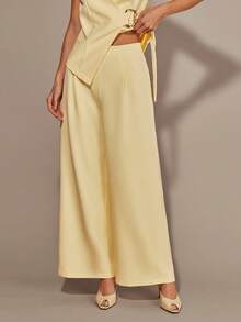 COSMINA 2pcs/Set Elegant Sleeveless Women's Outfit, Versatile For Commuting And Gatherings, All Season Yellow Outfit - Light Yellow - View 5