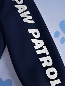 SHEIN | PAW Patrol Sudadera de punto de cuello redondo con estampado de perrito de dibujos animados lindo para niño pequeño, ropa deportiva casual para exteriores - Azul Marino - Ver 6