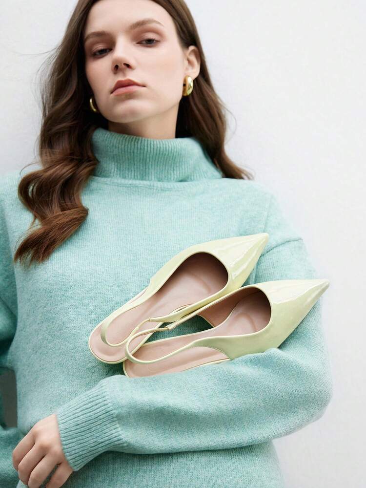 CUCCOO CHICEST Women's Pointed Toe Shoes, New Spring/Summer Low Heel Elegant Commuter Style All-Match Glossy Leather Slip-On Shoes, Versatile For Work, Afternoon Tea, And Daily Wear