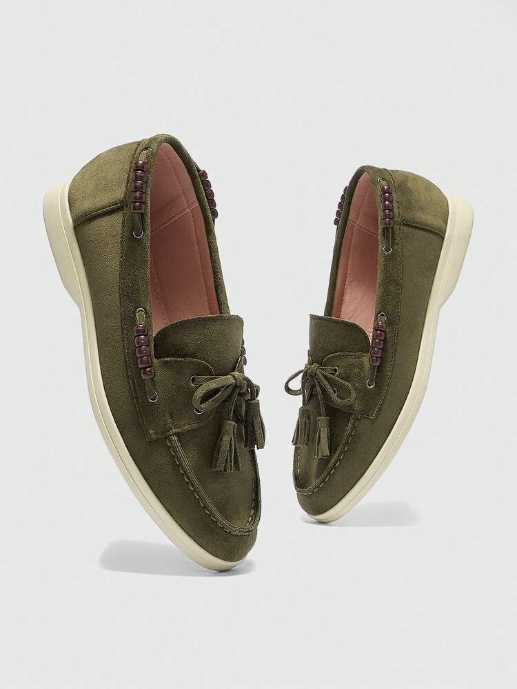 CUCCOO BIZCHIC Women's Casual Tassel Lace-Up Design Loafers, Versatile For Daily Wear For Christmas