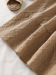 Tween 女童夏季休闲纯色纹理面料挂脖层叠下摆连衣裙