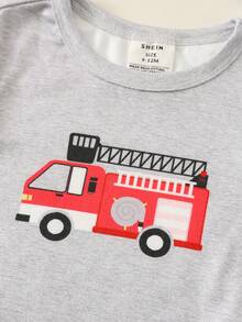 SHEIN Conjunto de pijama infantil masculino com 6 peças, body de tricô fofo com estampa de carrinho de desenho animado, roupa básica. - Multicolorido - Ver 6