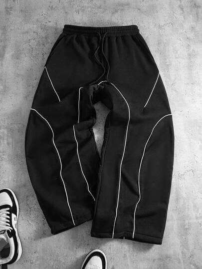 PAVTROS 大码男士抽绳腰阔腿宽松休闲运动裤，狂野风