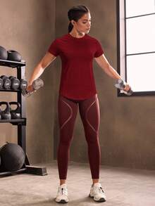 Powerista 透气弧形下摆运动T恤女式健身衫