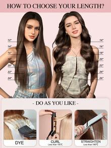 2Pcs Clip In Hair Extensions Real Human Hair 18inch Straight Colorful Hair Extension Clip In Party Highlights Hairpiece Real Hair Pieces For Women Hair Extensions - SPink - View 8