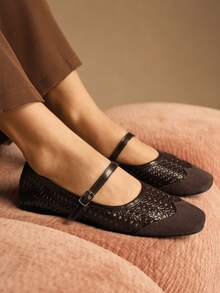 Rosivie Women's Fashionable Versatile Commuting Casual Patchwork Flats For Christmas - Brown - View 1