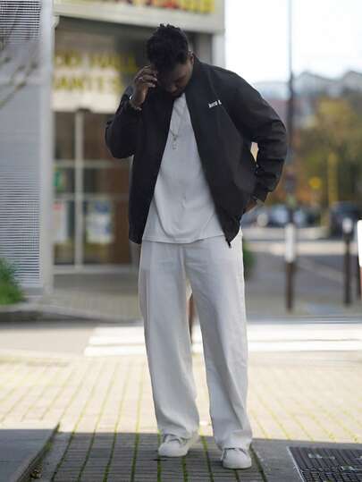 Heavens Edit Męska modna kurtka Rave z nadrukiem, cienka wiosenno-jesienna, swobodna kurtka typu bomber z kołnierzem baseballowym i zamkiem błyskawicznym