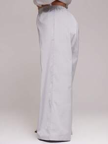 MUSERA Pantaloni largi cu talie elastică, țesături, toamnă, streetwear, cool, fată, Y2K, casual, de zi cu zi, sepia - Gri - Vizualizare 3