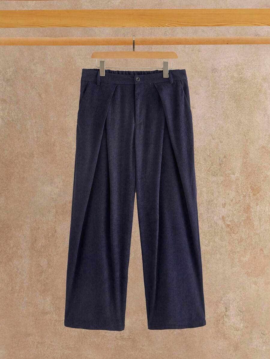 Manfinity VCAY Men's Solid Color Casual Pants - Royal Blue - View 1