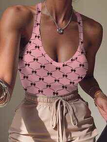 Rovax 女士蝴蝶结印花性感吊带连体衣 - 彩色 - 查看 4