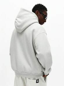 SUMWON Regular Fit Color Blocking Pullover Hoodie With Contrast Panel Design Long Sleeve Casual Streetwear Sweatshirt For Winter Fall Plain - Grey - View 2