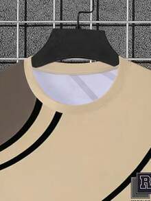 Manfinity Dauomo Áo thun nam cổ tròn kẻ sọc Colorblock thường ngày, mùa hè - Nhiều màu - Xem 3