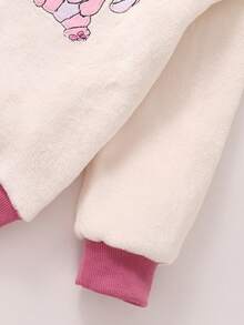 2pcs/Set Young Girl' Cute Cartoon Rabbit Pattern Long Sleeve Top And Pants Soft Comfortable Warm Fleece Pajamas - Multicolor - View 5