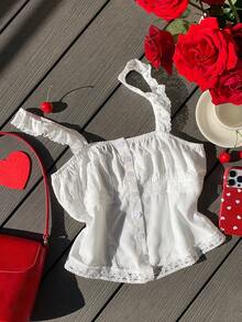 Comfortcana Women's Fashion French Lace Trim Camisole Top - White - View 1