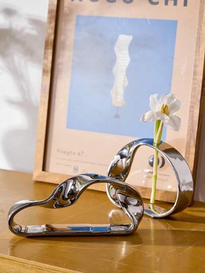 Cirelle 1pc, Light Luxury Abstract Geometric Ceramic Vase Decoration, Suitable For Modern Offices, Living Room Wine Cabinets, Home Creative Decorations, Decorative Ornaments, Vase Insertion, Nordic Style