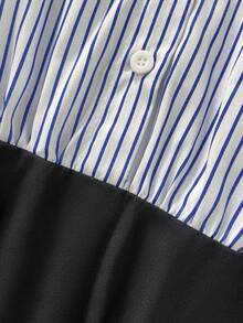 Chiquease 女士法式条纹披肩领撞色长裙，女士休闲连衣裙，优雅通勤装，女士优雅连衣裙，女士优雅连衣裙，女士优雅连衣裙，女士优雅连衣裙，女士优雅连衣裙，女士夏季长裙，女士夏季连衣裙，女士夏季套装，女士生日连衣裙，女士情人节套装，女士生日连衣裙，女士经典套装，女士晚宴套装，女士套装，女装，晚宴套装，法式连衣裙，办公室连衣裙，学院风连衣裙，连衣裙 - 藏蓝色 - 查看 5