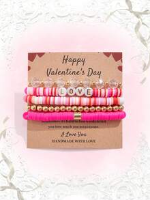 粉色-字母水晶串珠5pcs