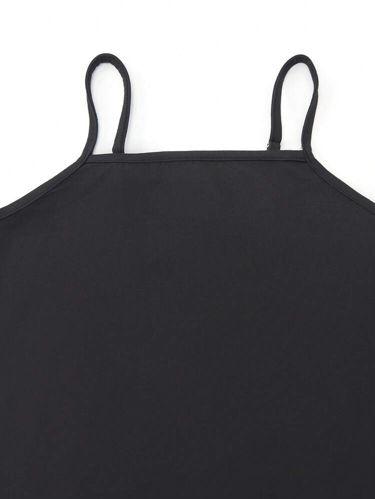 Sparklyn 女童优雅纯色吊带迷你连衣裙，夏季 - 黑色 - 查看 4