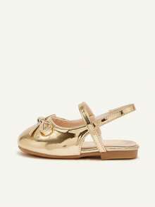 Cozy Pixies 1双时尚百搭休闲金色蝴蝶结装饰穆勒平底鞋，公主风平底鞋 - 金色 - 查看 3