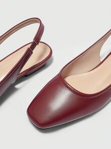 CUCCOO BIZCHIC Women Square Toe Casual Flat Shoes For Christmas - Red - View 4