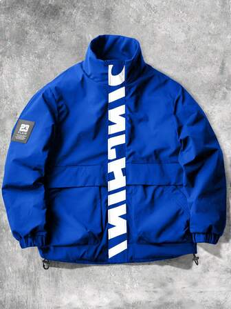  Aesthetic Post--Men's Casual Versatile Sporty Stand Collar Jacket, Large Graphic Print, Young Couple Style, Large Pockets, Autumn/Winter