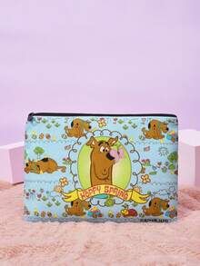 SCOOBY-DOO X SHEIN 1pc Cute Blue Dog & Letter Pattern Zipper Package Storage - Multicolor - View 1