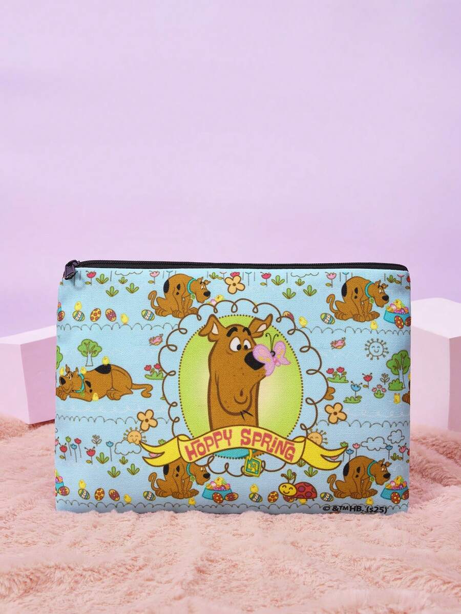 SCOOBY-DOO X SHEIN 1pc Cute Blue Dog & Letter Pattern Zipper Package Storage - Multicolor - View 1