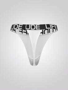 Women's Simple Letter Webbing Low-Waist G-String Bridallingerie - White - View 2