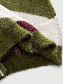 ROMWE MEN Men's Zip-Up Cardigan, Collegiate Style Striped Knit Sweater - Multicolor - View 5
