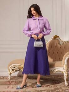 CUCCOO TILAWA Zapatos de tacón con decoración de lazo de cristal elegantes y de moda para fiestas - Morado - Ver 2
